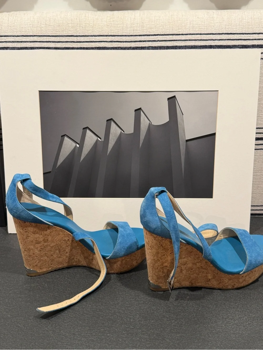 Jimmy Choo Portia Platform Wedge 41EU 11US Robot Blue Suede